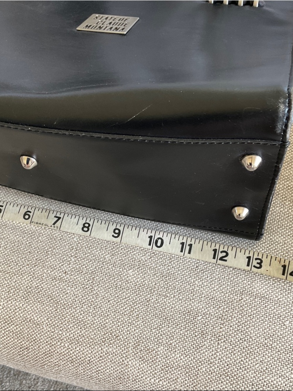 State of Claude Montana Black Leather Tote Bag - Picture 14 of 15